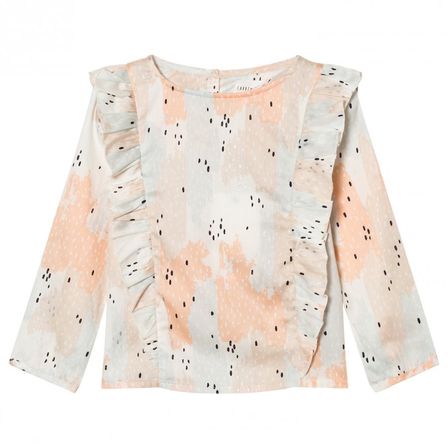 Carrément Beau Pink Patterned Frill Front Blouse Pusero