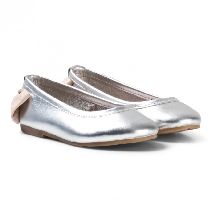 Carrément Beau Silver Bow Back Ballet Pumps Ballerinat