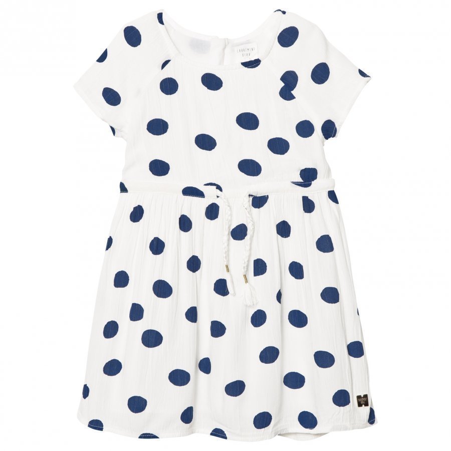 Carrément Beau White And Blue Spot Dress Juhlamekko