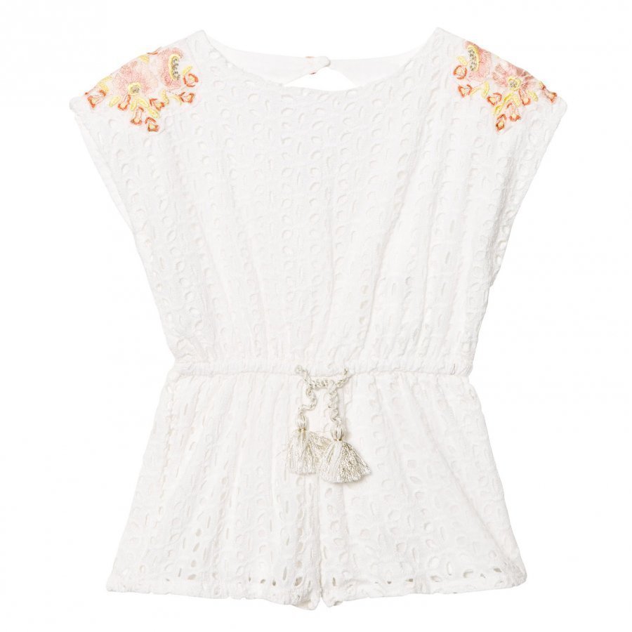 Carrément Beau White Broderie Anglaise Playsuit With Floral Embroidery Potkupuku