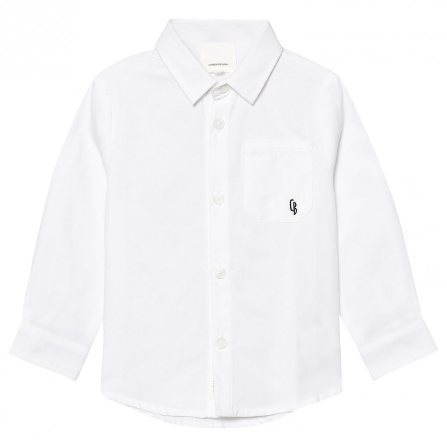 Carrément Beau White Classic Shirt With Check Turn Ups Kauluspaita
