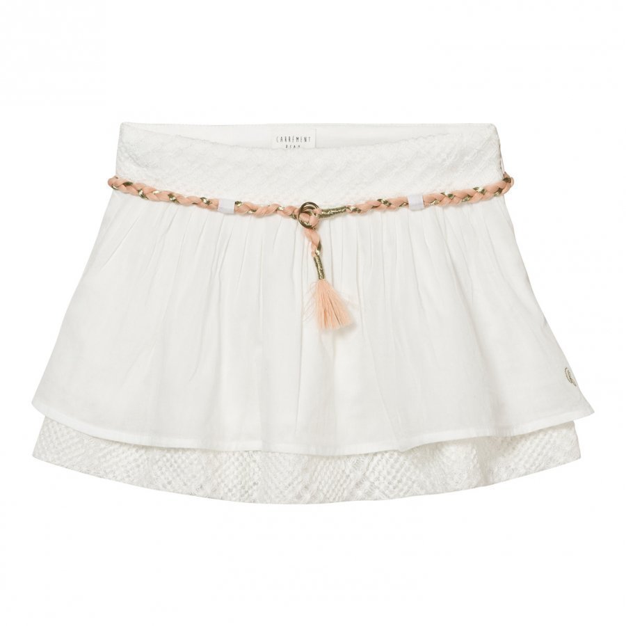 Carrément Beau White Cotton Voile Skirt With Plaited Waistband Lyhyt Hame