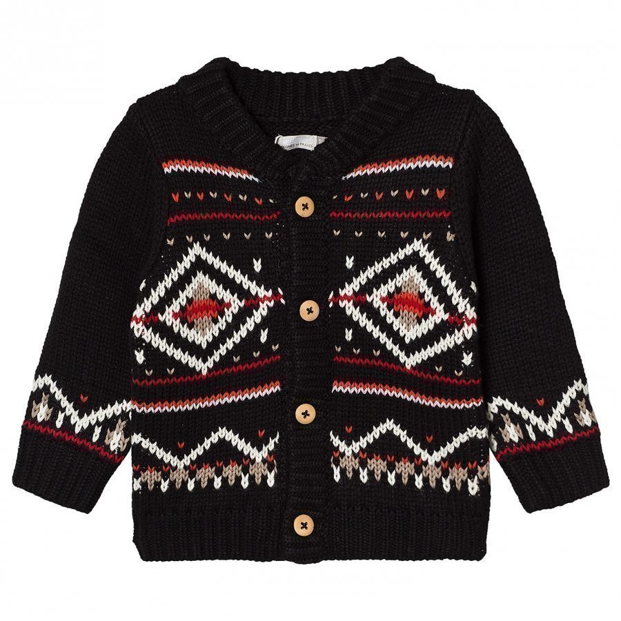 Catimini Black Fairisle Knit Cardigan Neuletakki