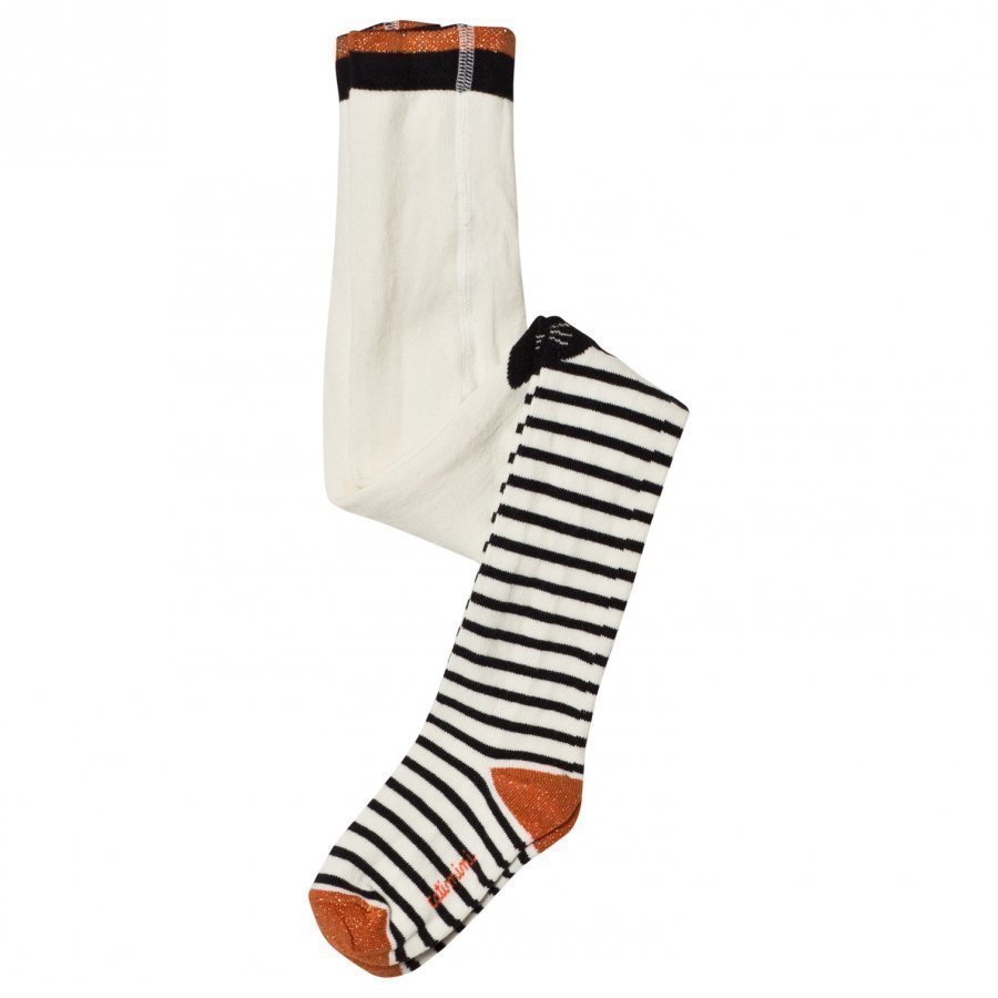 Catimini Cream Stripe Cat Face Tights Legginsit