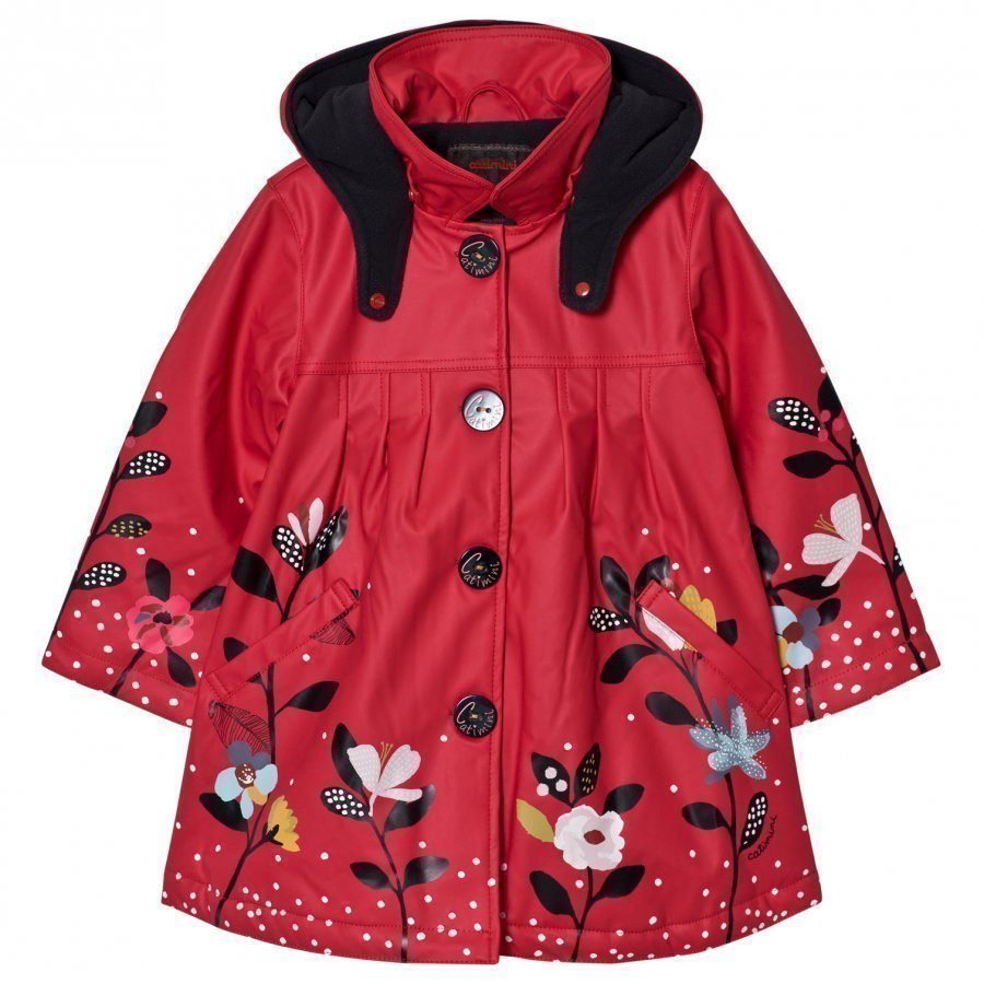 Catimini Fuchsia Floral Raincoat With Detachable Hood Sadetakki