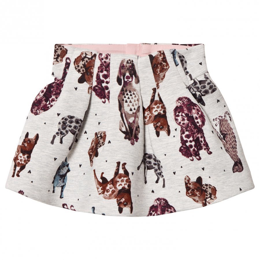 Catimini Grey Dog Print Skirt Lyhyt Hame