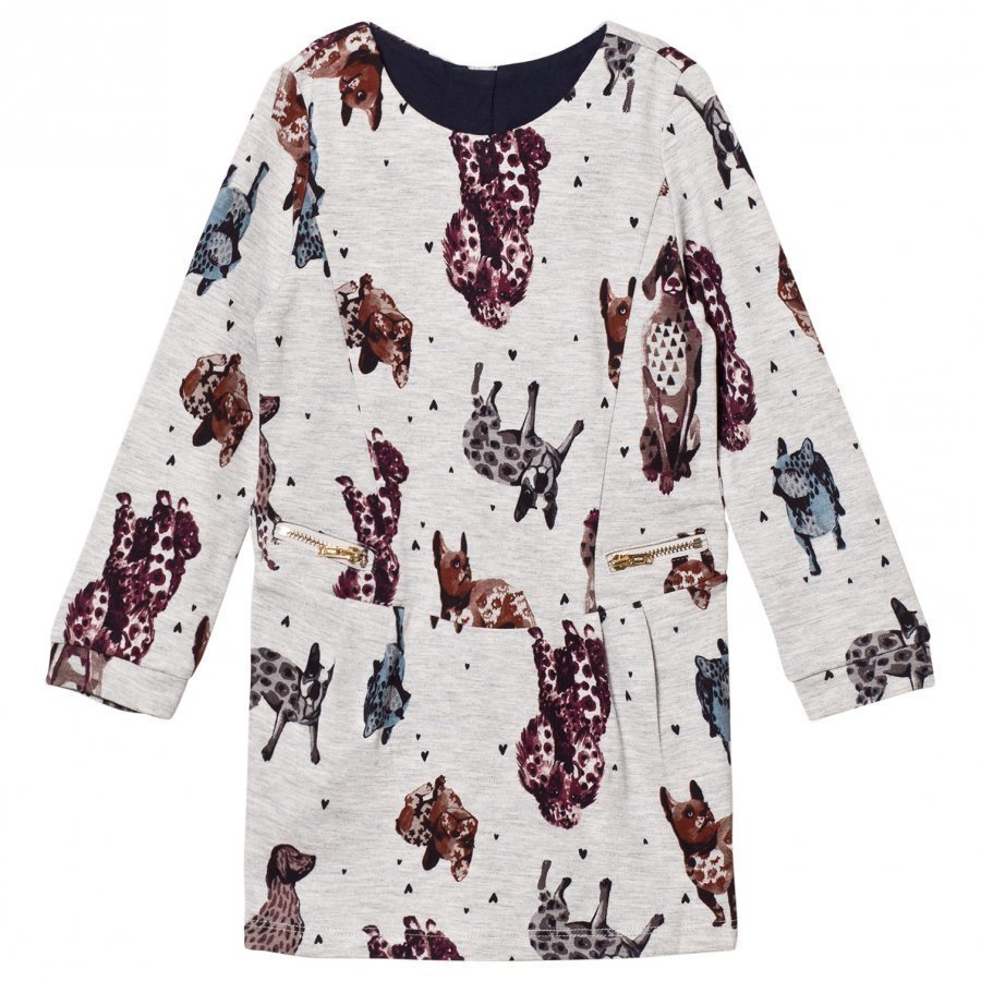 Catimini Grey Marled Dog Print Sweater Dress Mekko