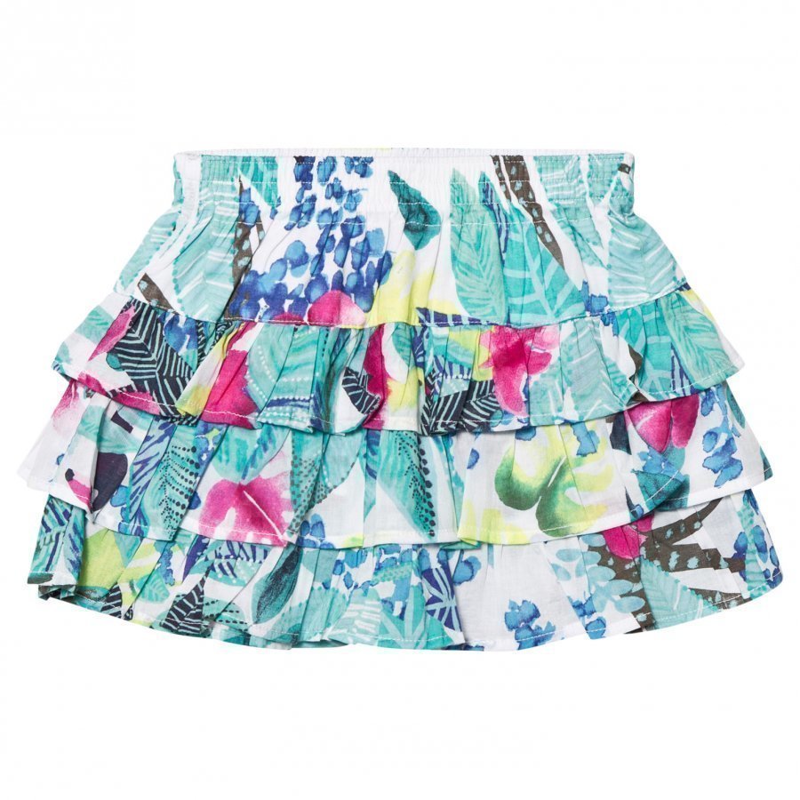 Catimini Multi Mint Jungle Floral Print Ruffle Skirt Lyhyt Hame