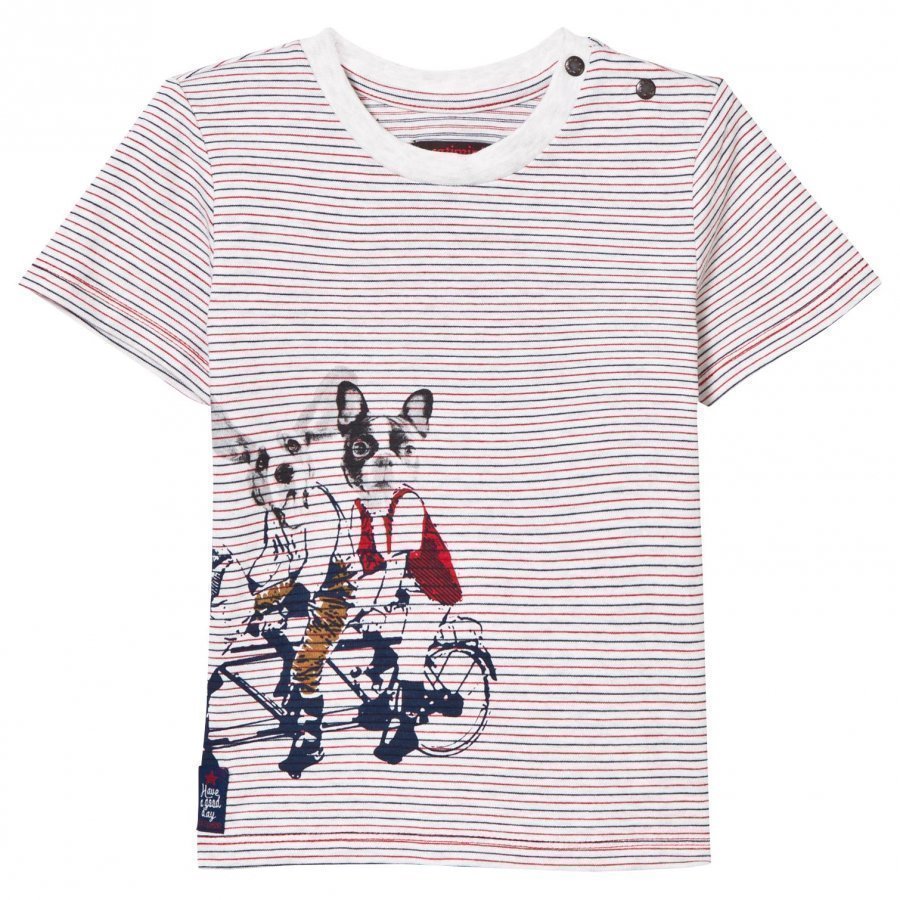 Catimini Multi Stripe And Dog Print Tee T-Paita