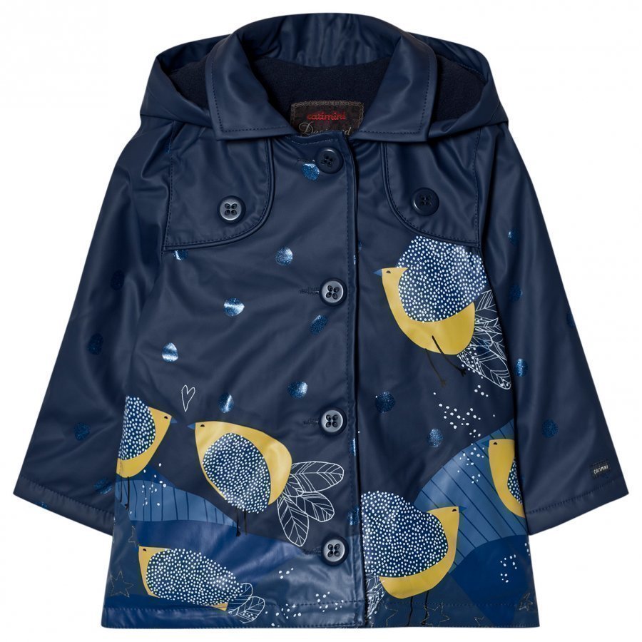 Catimini Navy Bird And Glitter Print Raincoatprint Raincoat Sadetakki