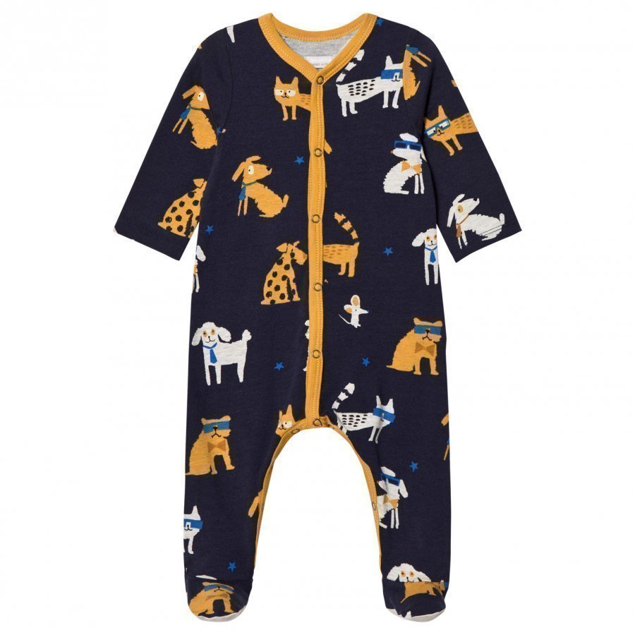 Catimini Navy Dog Print Footed Baby Body