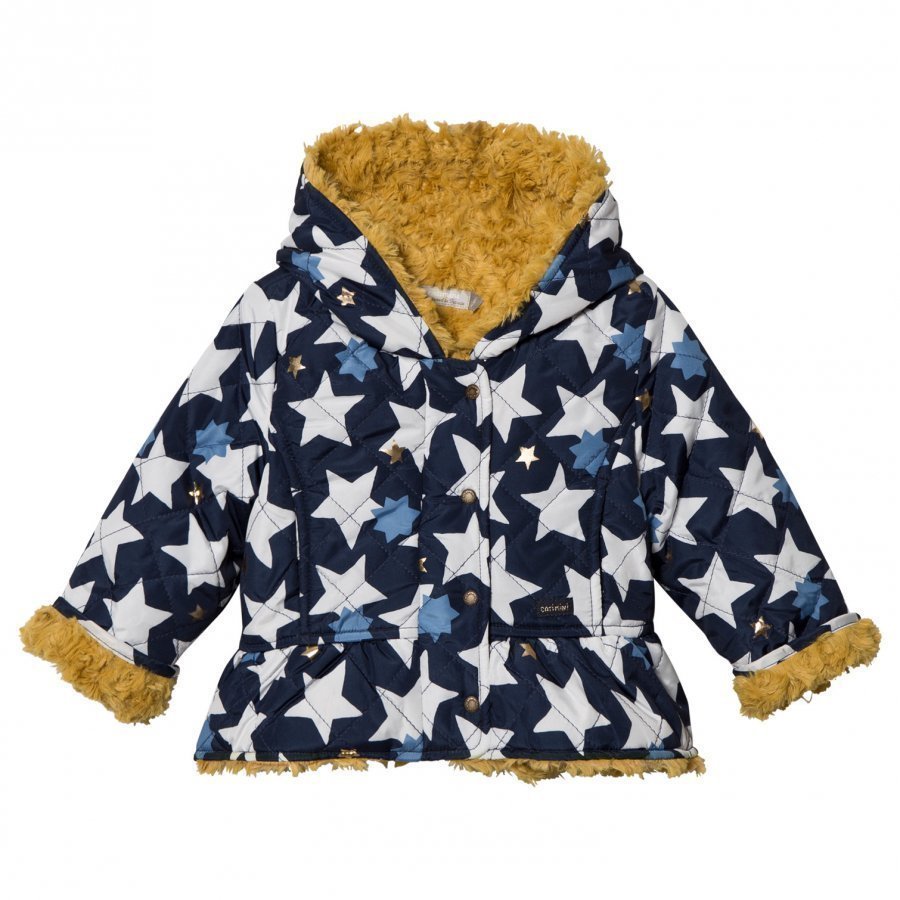 Catimini Navy Star Print Teddy Lined Raincoat Sadetakki