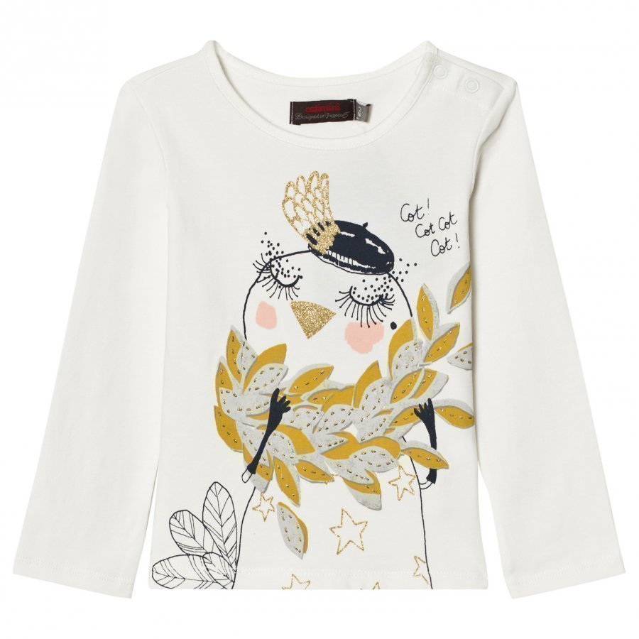 Catimini Off White Bird Print Tee T-Paita