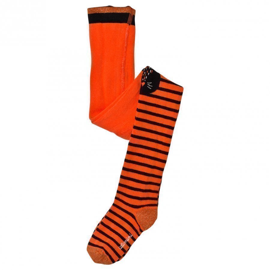 Catimini Orange Stripe Cat Face Tights Legginsit