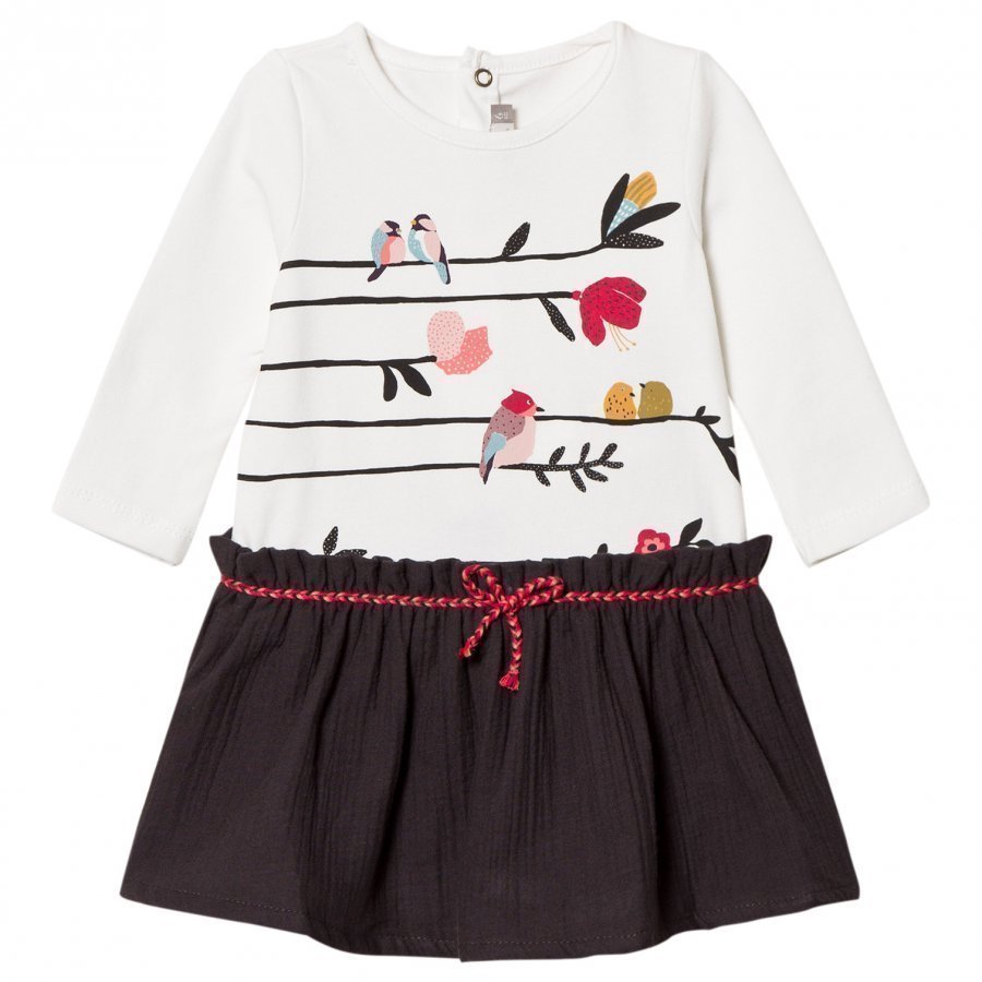 Catimini White Bird Print Dress Mekko