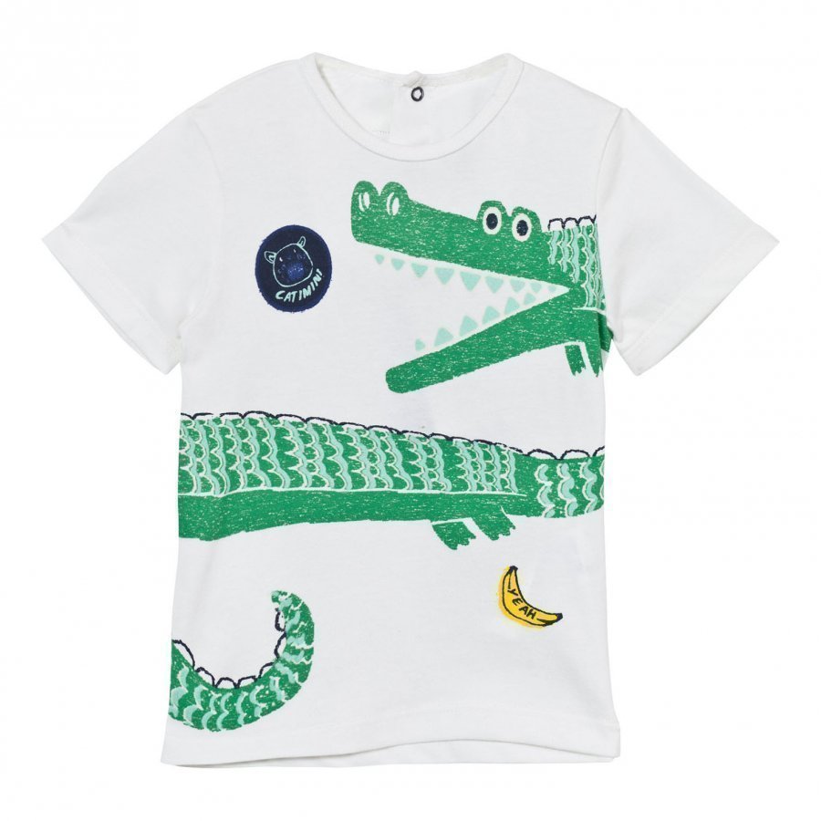 Catimini White Crocodile Print Tee T-Paita