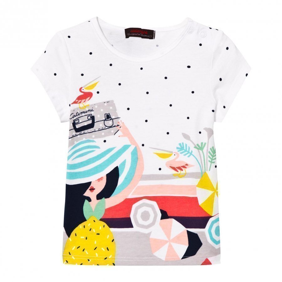 Catimini White Multi Holiday Print Tee T-Paita