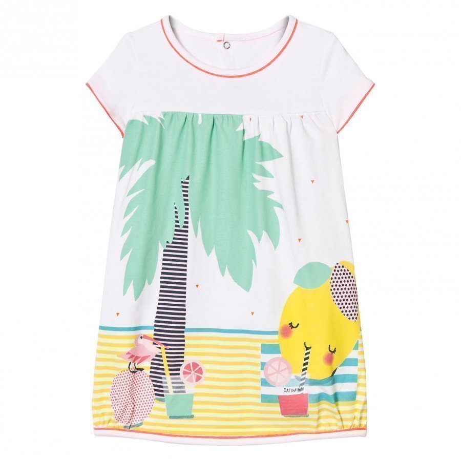 Catimini White Multi Jersey Beach Print Dress Mekko