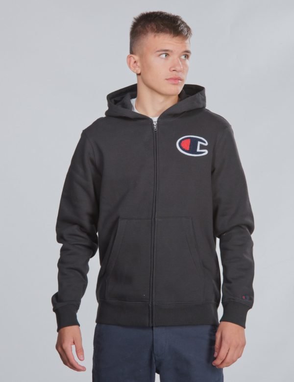 Champion Rochester Hooded Full Zip Sweatshirt Huppari Musta