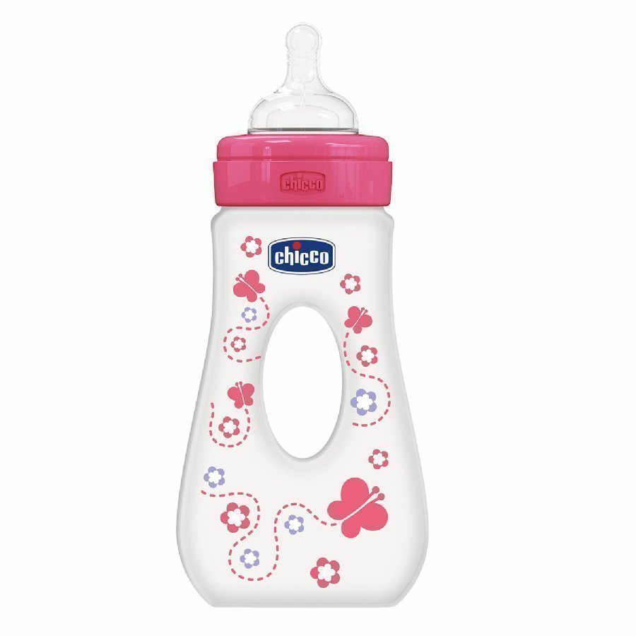 Chicco Easy Grip Tuttipullo 240 Ml Silikonitutti 4 Kk+ Vaaleanpunainen