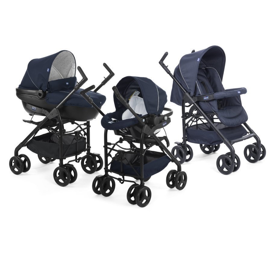 Chicco Trio Sprint Black Lastenvaunut + Car Kit Blue Passion