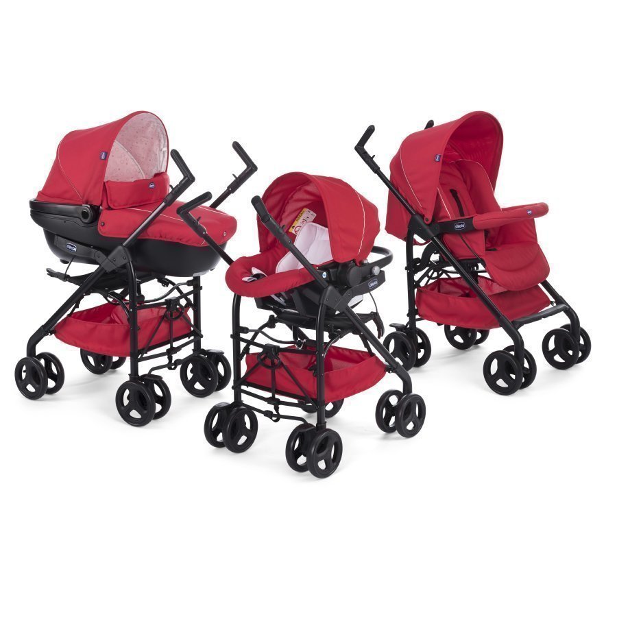 Chicco Trio Sprint Black Lastenvaunut + Car Kit Red Passio