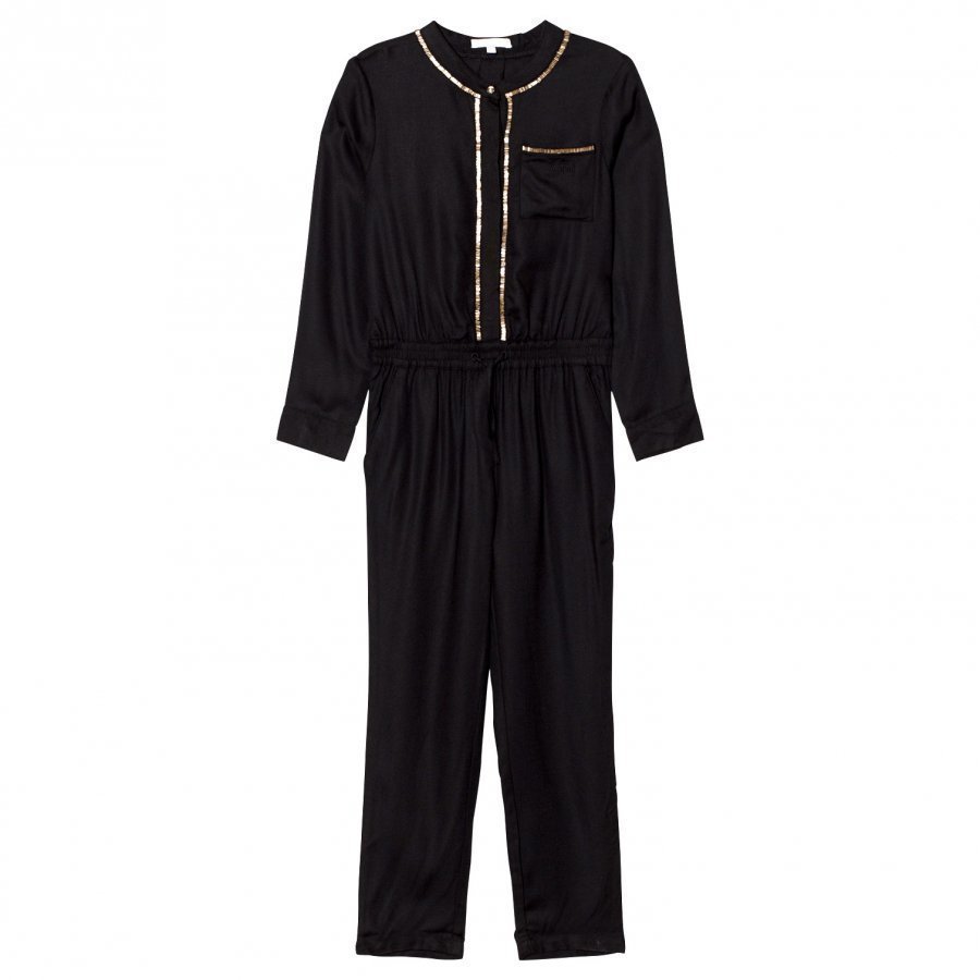 Chloé Black/Gold Twill Embroidered Jumpsuit Potkupuku