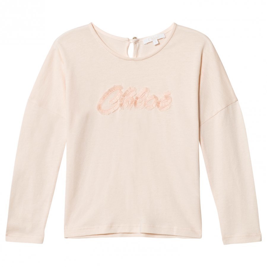 Chloé Pale Pink Fringe Branded Tee T-Paita