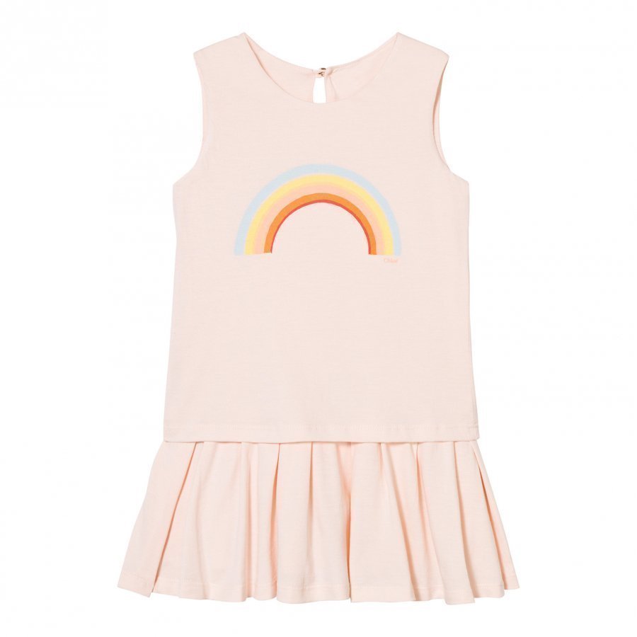 Chloé Peach Rainbow Print Jersey Dress Mekko