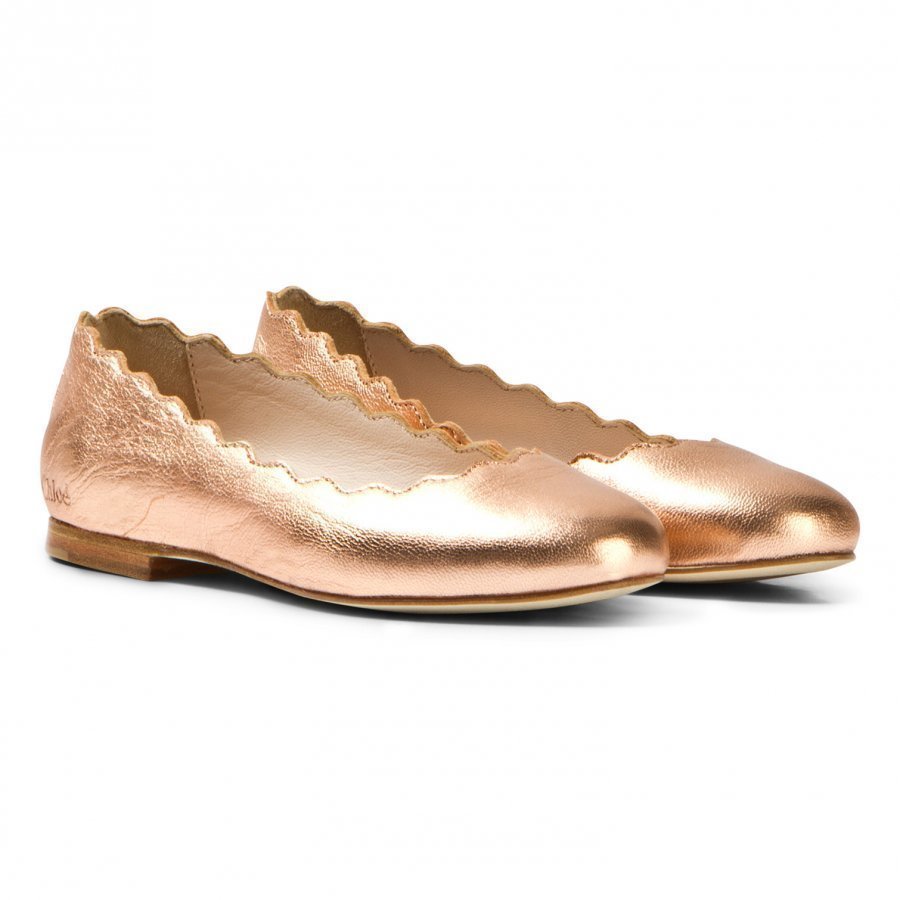 Chloé Rose Gold Leather Ballerina Pumps Ballerinat