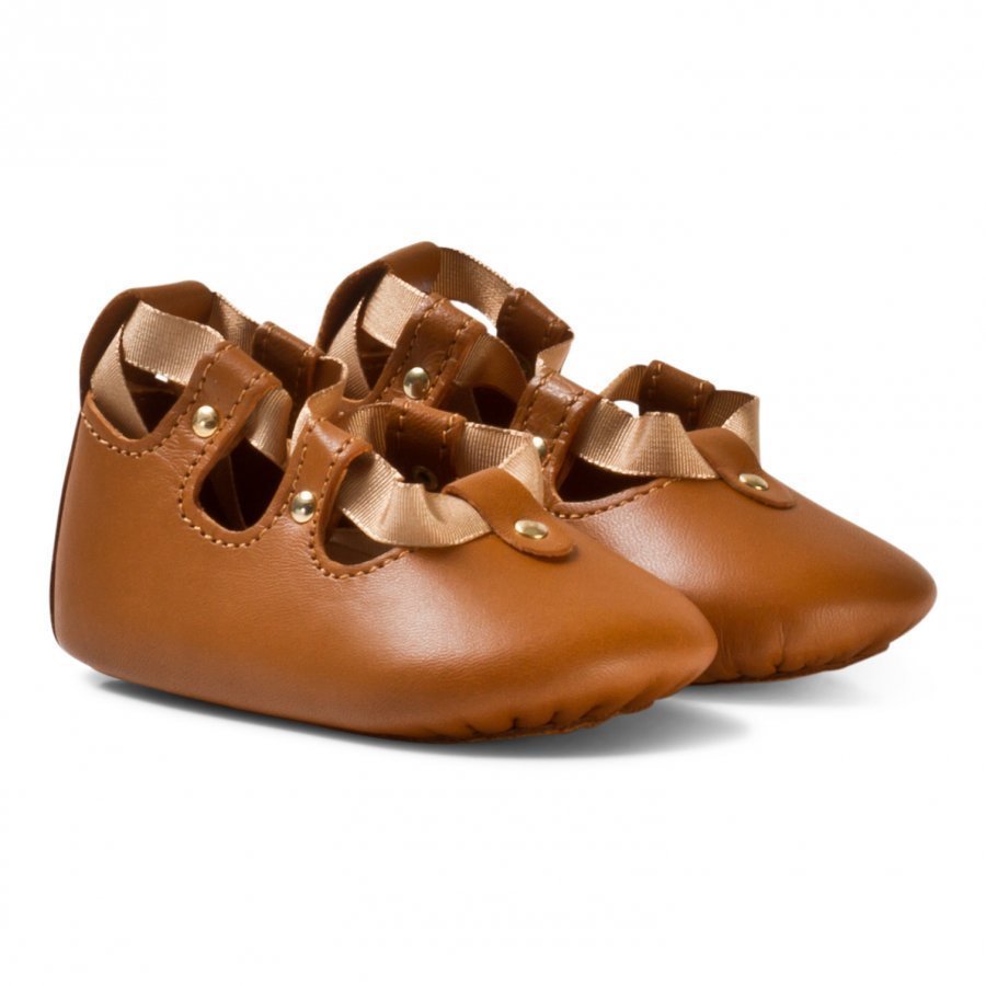 Chloé Tan Lace Up Crib Shoes Vauvan Kengät