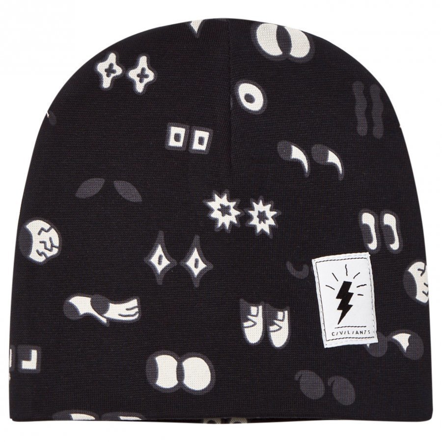 Civiliants Allover Print Jersey Beanie Black Pipo