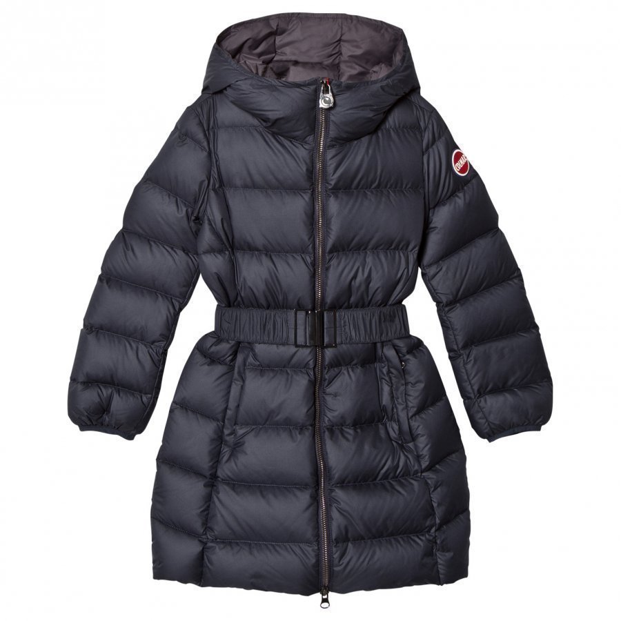 Colmar Navy Empire Long Down Coat With Hood And Belt Toppatakki