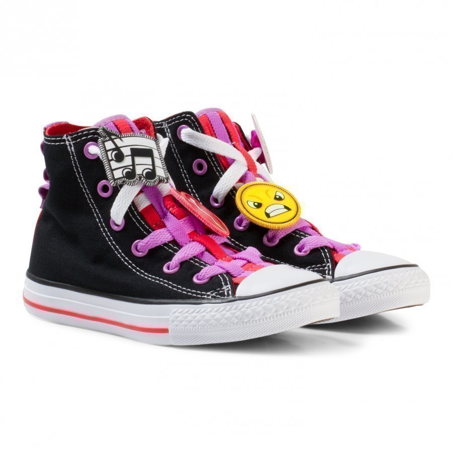 Converse Black Chuck Taylor All Star Emoji Energy Loophole Hi Tops Korkeavartiset Kengät