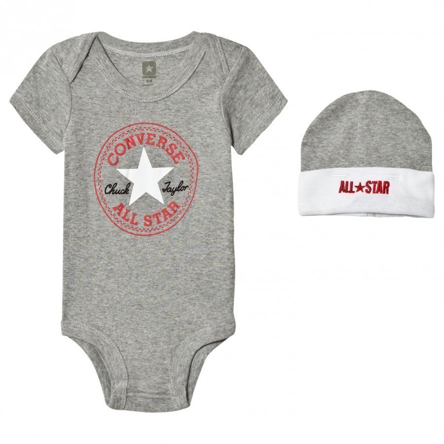 Converse Grey Baby Body Beanie And Booties Set Body