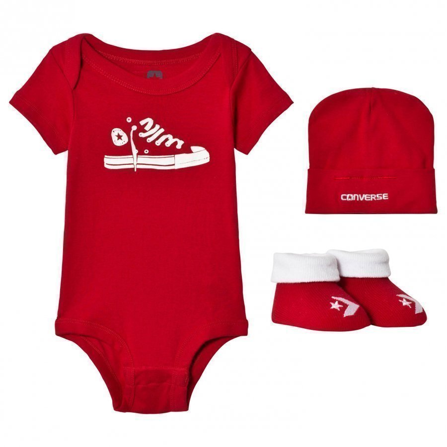 Converse Red Baby Body Beanie And Booties Set Body