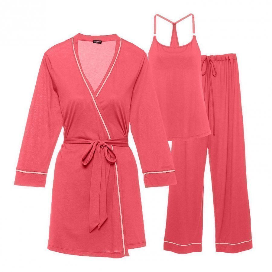 Cosabella Maternity Bella Maternity 3-Piece Pyjama Set Coral/Pink Cadillac Raskauden Yöasu