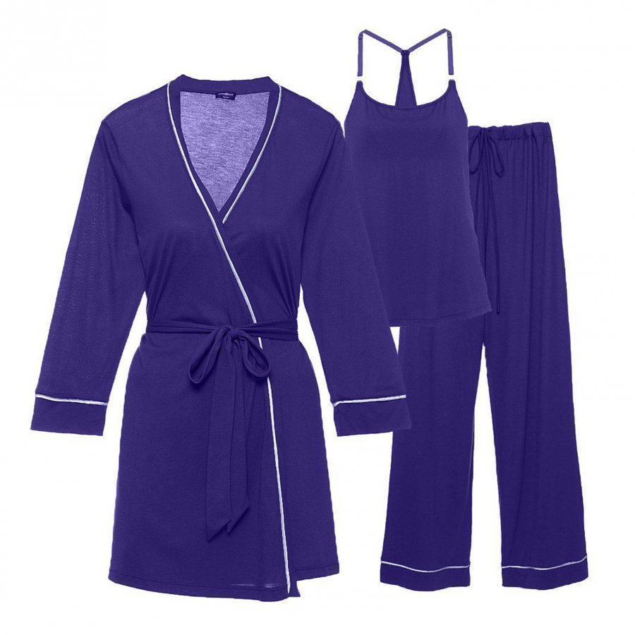 Cosabella Maternity Bella Maternity 3-Piece Pyjama Set Regency Purple/Periwinkle Raskauden Yöasu