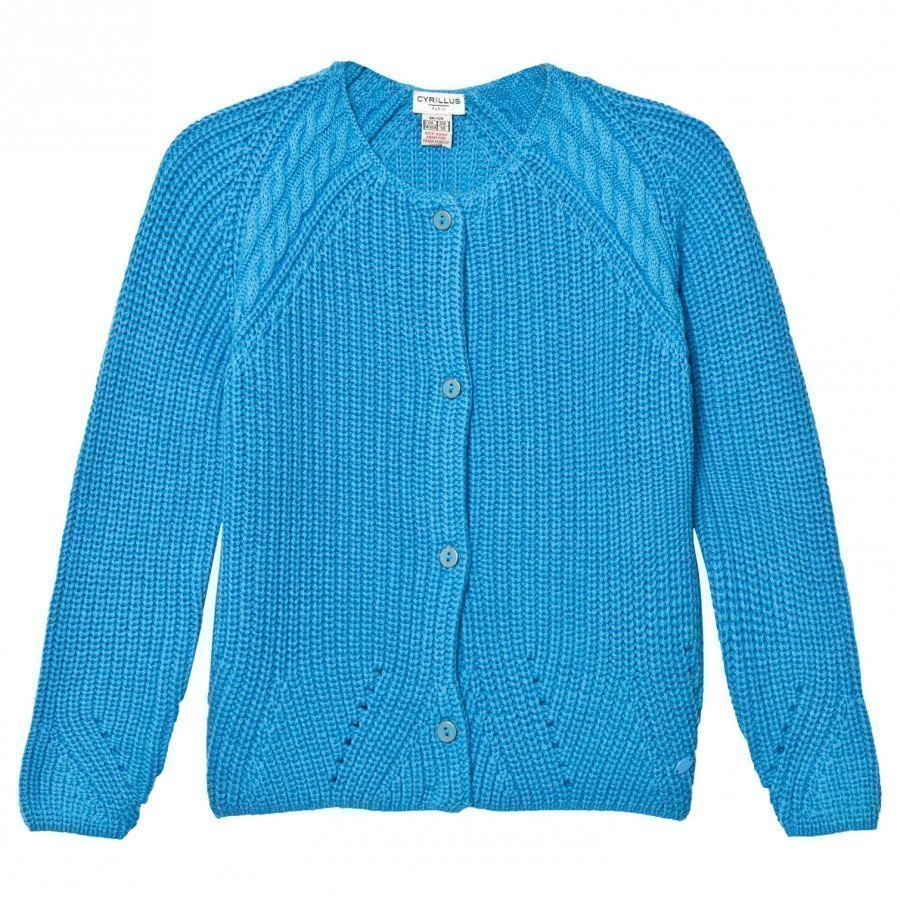 Cyrillus Bright Blue Cotton Stitch Cardigan Neuletakki