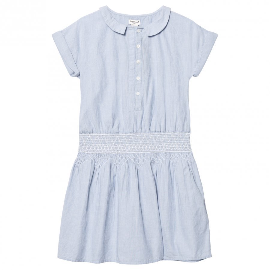 Cyrillus Light Blue Smock Waist Shirt Dress Mekko