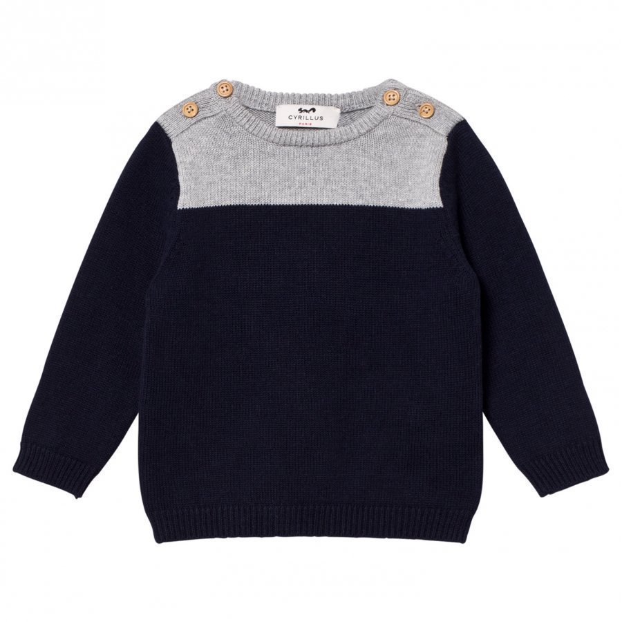 Cyrillus Navy And Grey Marl Sweater Oloasun Paita