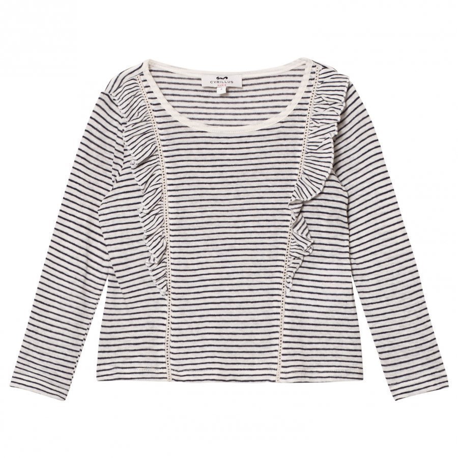 Cyrillus Navy And White Stripe Long Sleeve Tee Pitkähihainen T-Paita