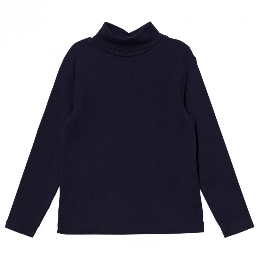 Cyrillus Navy Long Sleeve Polo Neck Tee Pitkähihainen T-Paita