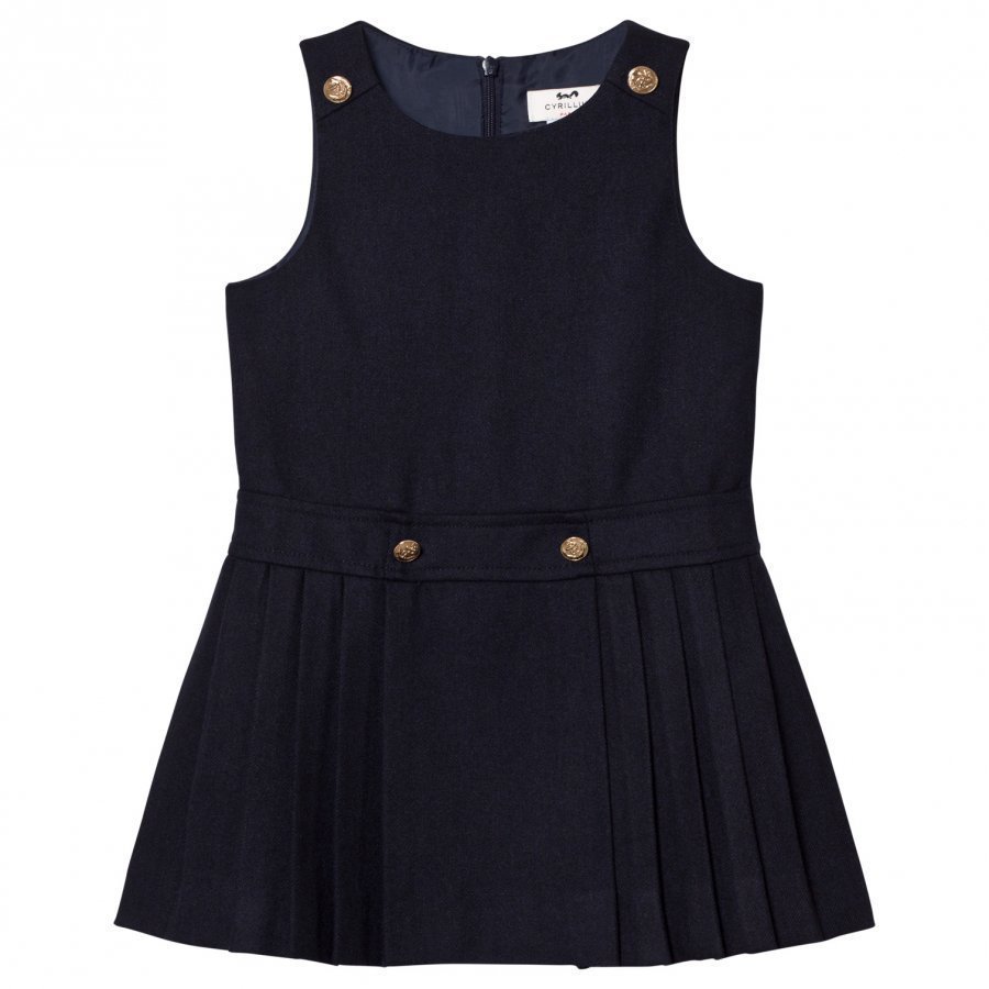 Cyrillus Navy Pleated Sleeveless Dress Mekko