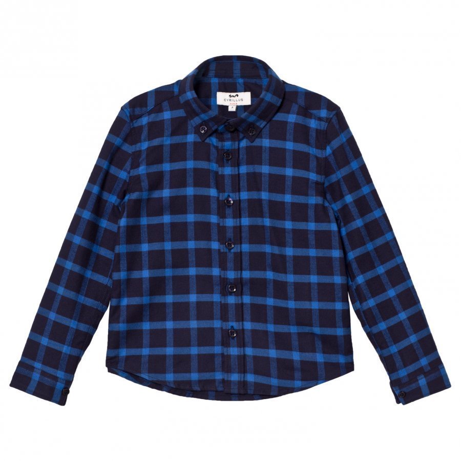 Cyrillus Navy/Blue Check Long Sleeve Shirt Kauluspaita