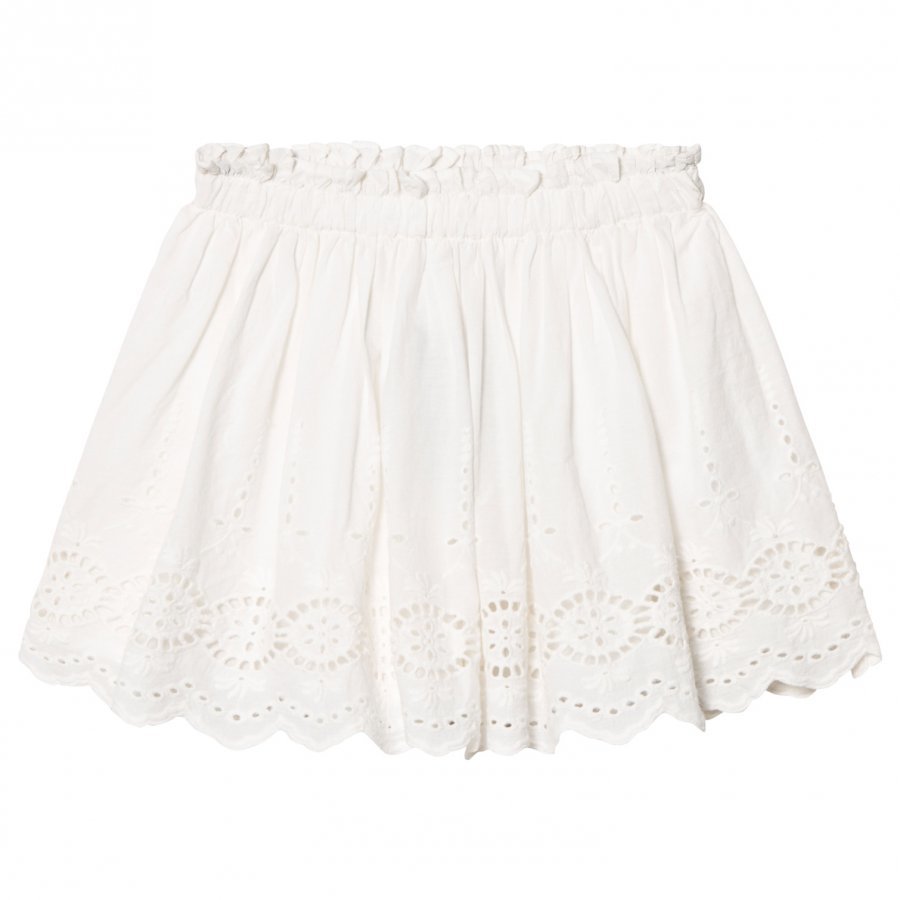 Cyrillus White Broderie Anglaise Skirt Lyhyt Hame