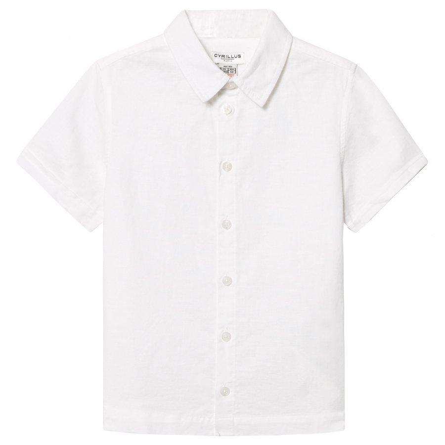 Cyrillus White Linen Short Sleeve Shirt Kauluspaita