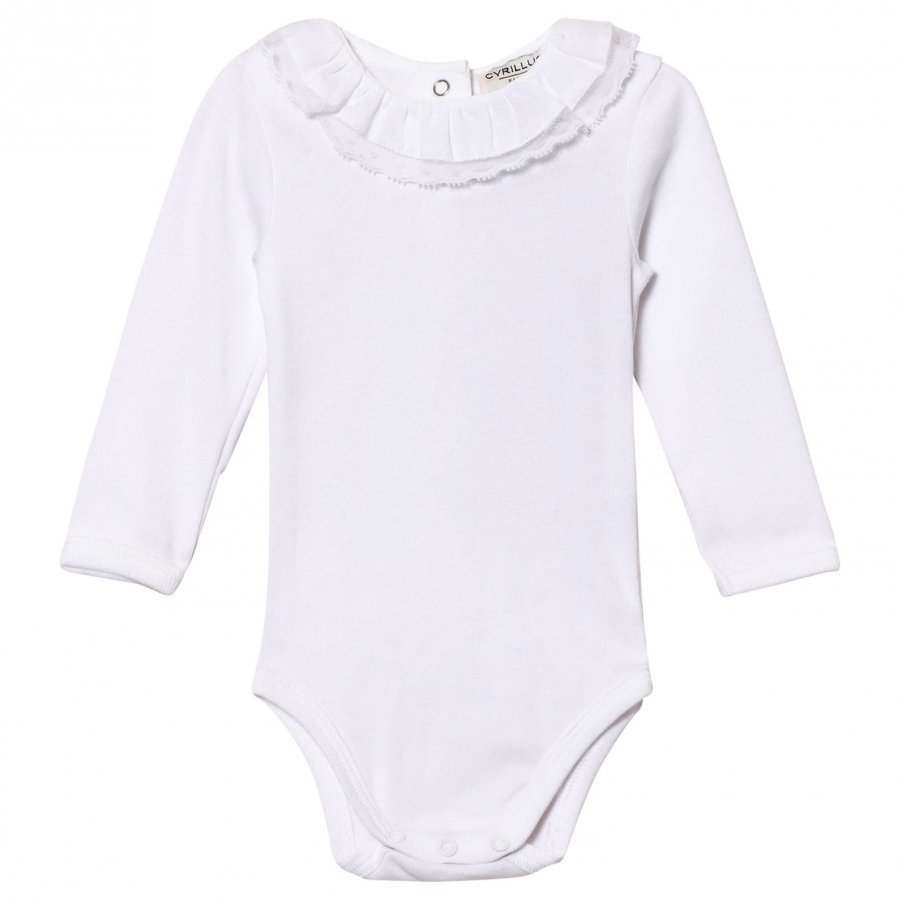 Cyrillus White Long Sleeve Baby Body With Frill Collar Body