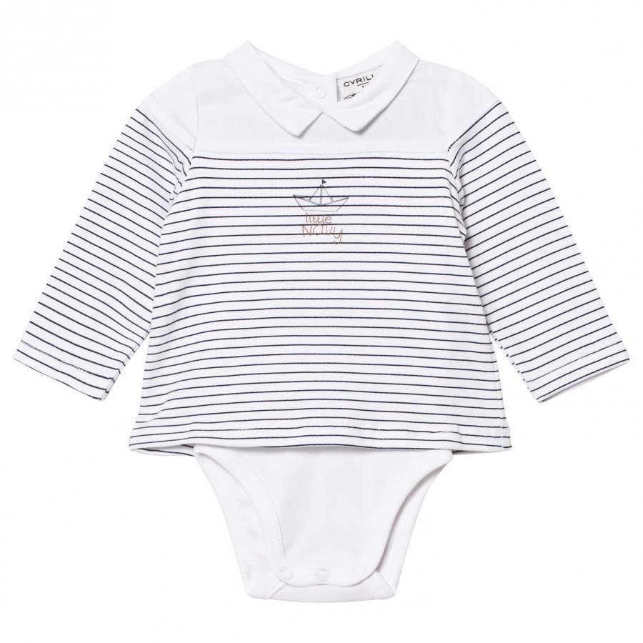 Cyrillus White/Blue Sailor Long Sleeve Baby Body