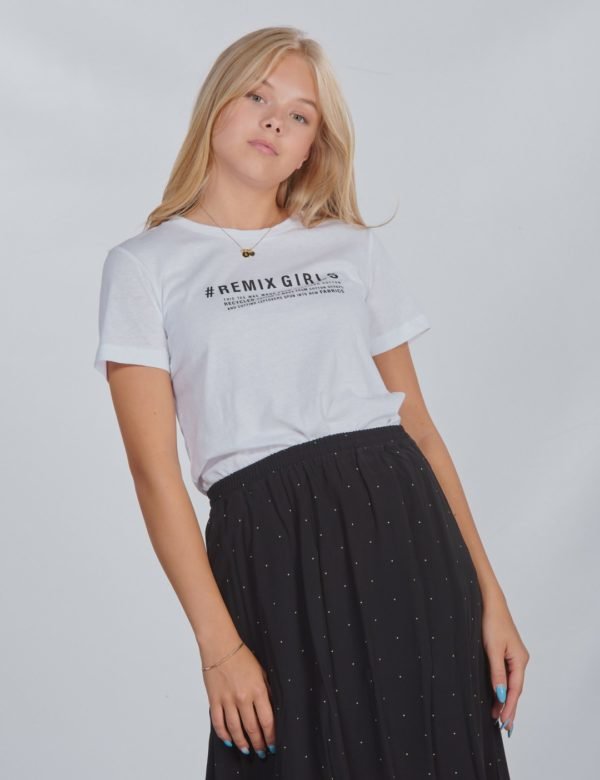 Designers Remix Girls Lr Stanley Text Tee T-Paita Valkoinen